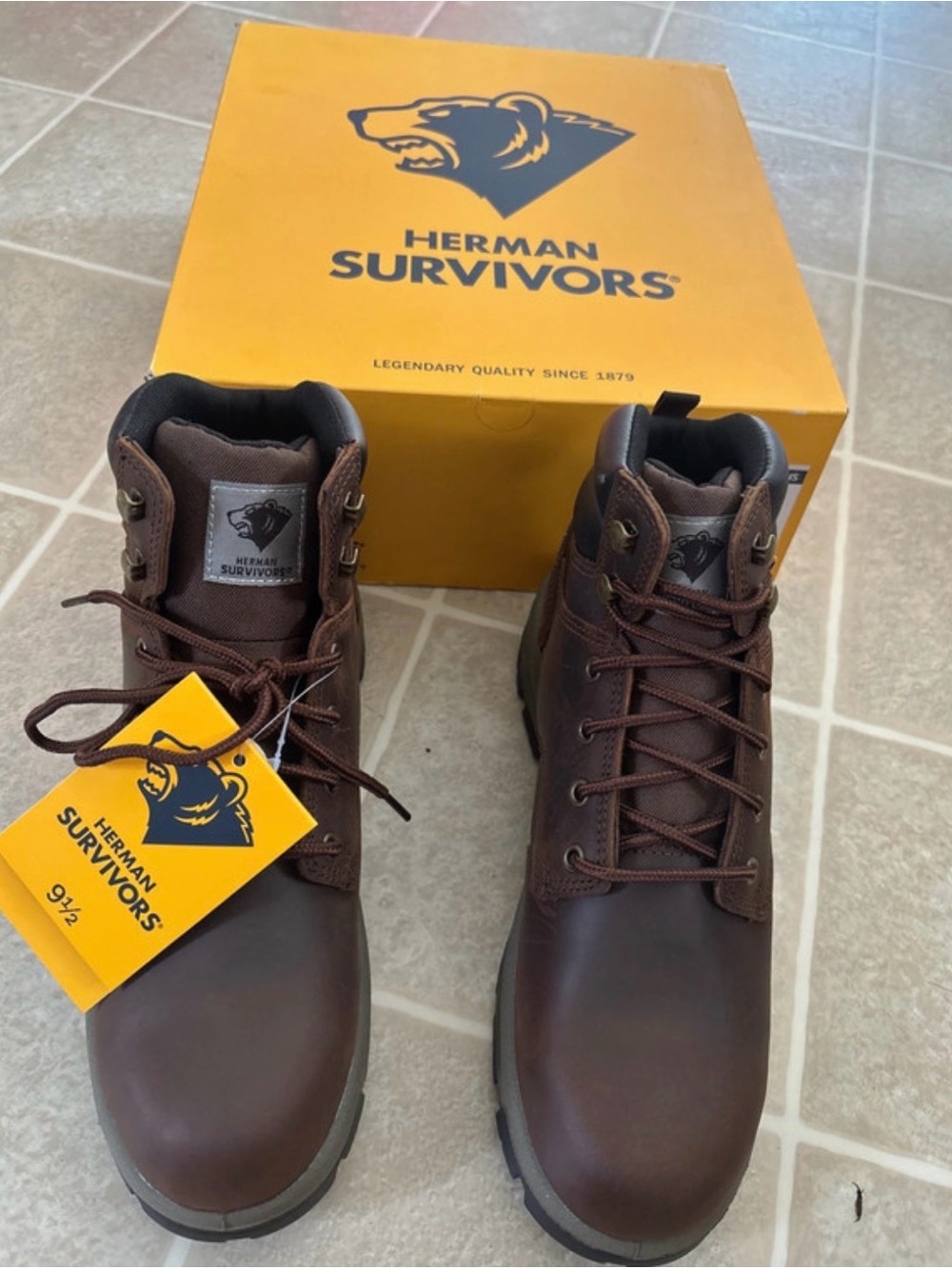 Herman Survivors womens Brown Lace-Up Safety Work Boots ASTM
F2413-18